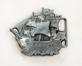 Pirate Ship Embossed Bas-Relief 3D Metal Belt Buckle 3&quot; Wide x 2&quot; Tall ☠️ - £9.98 GBP