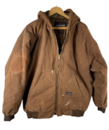 Work Wear Jacket SIze Large Mens Chore Barn Hooded Brown Full Zip Distre... - $136.62 CAD