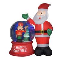 Gemmy 8 ft Inflatable Santa &amp; Snow Globe With Toy Soldier Scene Animated - £180.38 GBP