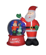 Gemmy 8 ft Inflatable Santa &amp; Snow Globe With Toy Soldier Scene Animated - £176.90 GBP