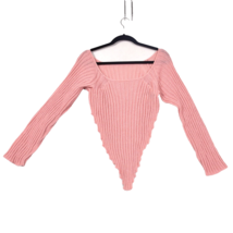 Shein Triangle Long Sleeve Sweater Pink Crop Scoop Neck Size Small - £8.87 GBP