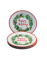 Royal Norfolk Christmas Happy Holiday Salad/Appetizer/Cookies Plates. 8 Inc. (4) - £36.78 GBP