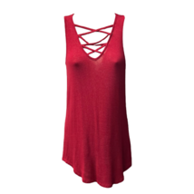 Maurices Womens Tank Top Red Sleeveless V Neck Criss Cross Stretch XS New - £17.56 GBP