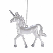 Kurt Adler 4.7&quot; White Unicorn w/ Silver Glitter Horn &amp; Hooves Christmas Ornament - £5.54 GBP