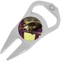 Lounging Kitty Cat Golf Ball Marker Divot Repair Tool Bottle Opener - £9.37 GBP