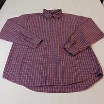 Izod Button-Down Collar Men&#39;s Purple Cotton Plaid Shirt Long Sleeve Size... - €7,75 EUR