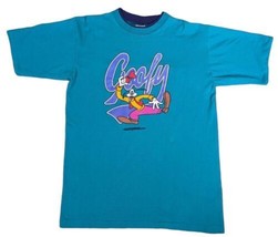 Vintage 90s Goofy The Disney Store Double Sided T-Shirt Large USA Blue Turquoise - £17.36 GBP