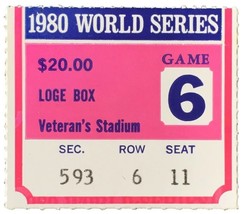 1980 Mundo Serie Juego 6 Loge Caja Ticket Stub Phillies Vs Realeza - £23.31 GBP