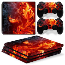 For PS4 PRO Console &amp; 2 Controllers Floral Flame Vinyl Skin Decal  - $241.76 MXN