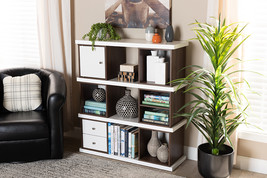 Aria Two-Tone White and Walnut Brown Finished 2-Drawer Bookcase - $223.00