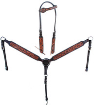 Horse Western Floral Tooled Laced One Ear Tack Set Bridle Headstall Breast - $79.19