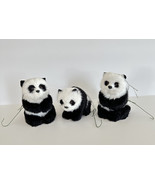 Faux Fur Christmas Holiday Ornaments Decorations Panda Bears Set Of 3 - $335.09 MXN