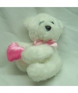 Aurora SOFT WHITE TEDDY BEAR W/ PINK HEART 5&quot; Plush STUFFED ANIMAL Toy V... - $14.85