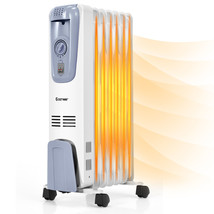 1500W Electric Oil Filled Radiator Space Heater 7-Fin Thermostat  Room Radiant - £84.94 GBP