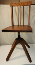 Early 1900&#39;s Mission Golden Oak Children&#39;s Swivel Adjustable Height Desk Chair - £118.84 GBP