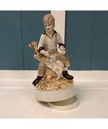 Music Box Figurine Brinns Taiwan Porcelain Boy &amp; Dog “Talk To The Animal” - $829.36 MXN