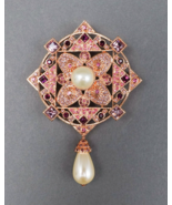 Joan Boyce Couture JB Signed Vintage Jeweled Pearl Cross Brooch Pin Pend... - £39.50 GBP