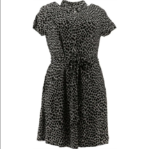 Isaac Mizrahi Live! Printed Ikat Animal Knit Shirt Dress (Black/White S)... - £20.65 GBP