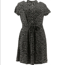 Isaac Mizrahi Live! Printed Ikat Animal Knit Shirt Dress (Black/White S)... - £20.75 GBP