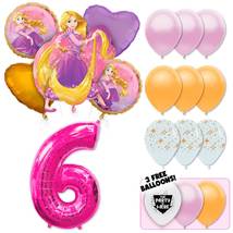 Rapunzel Deluxe Balloon Bouquet - Pink Number 6 - £25.88 GBP