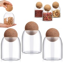 3 Pack Glass Storage Containers With Ball Cork, 17 Oz/500Ml Glass Jar With Cork  - £26.51 GBP