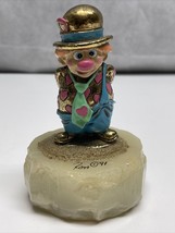 RON LEE Valentines Shy Circus Clown Gold Plated Pewter Statue Marble Base - $64.35