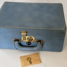 Shortrip Blue Leather Carry -On Train / Luggage Case 1940’s With Key Vintage - £67.34 GBP