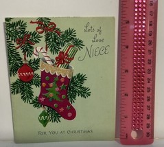 Vintage Norcross 1950’s Merry Christmas Niece Greeting Card Signed  - $5.93