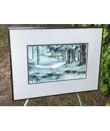 ALI GOLKAR Original 1980s MODERN IMPRESSIONIST LANDSCAPE Vintage Watercolor - $811.80