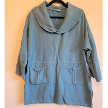 Soft Surroundings Womens Medium Oversized Tunic Pullover Heavyweight Cotton Blue - £22.68 GBP