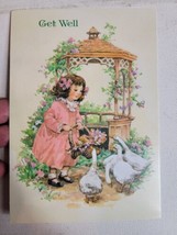 Vintage Greeting Card 1990s Christian Made In USA Get Well Feeding Geese - $9.30