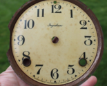 antique Ingraham CLOCK FACE hand wind OFF WHITE vintage parts 5 3/8&quot; - £17.85 GBP