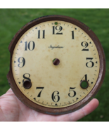 antique Ingraham CLOCK FACE hand wind OFF WHITE vintage parts 5 3/8&quot; - £17.29 GBP