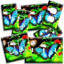 Exotic Blue Morpho Butterfly Red Flower Light Switch Outlet Plate Room Hd Decor - £9.61 GBP+