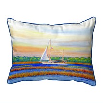 Betsy Drake Marsh Sailing Large Corded Indoor Outdoor Pillow 16x20 - £37.59 GBP