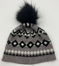Christian Siriano  New York Gray Beanie Knit Hat With a Pom Pom Women&#39;s One Size - £12.52 GBP