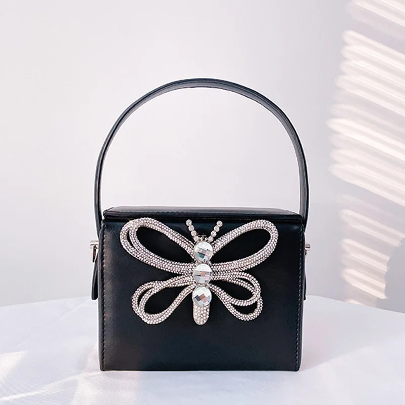 FIRMRANCH Retro  Rhinestone Bow Design  Satin Square Box Woman Mini Text... - $121.16