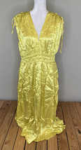 Anthropologie NWT $168 women’s sleeveless Viscose MIDI dress size L yellow J8 - £60.73 GBP