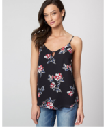 Women Le Chateau Floral Print Chiffon Scoop Neck Black / Red Camisole Si... - $546.53 MXN