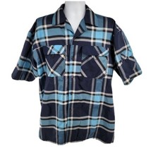 Veezo Blue Plaid Canvas Utility Pocket Short Sleeve Shirt Size XL - $19.75