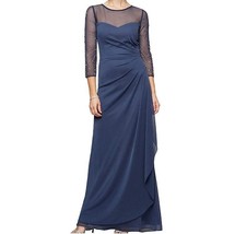 Alex Evenings Womens 18 Wedgewood Blue Illusion Trim Embellished Dress NWT BZ31 - £85.36 GBP