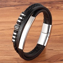 2020 Promotion Multi-layer Leather Stainless Steel Metal Luxury Men&#39;s Leather Br - £11.10 GBP