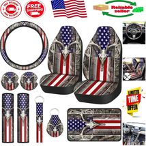 Durable American Flag Deer Skull Camo Car Accessory Set – 10-Pieces Incl... - $75.52 CAD