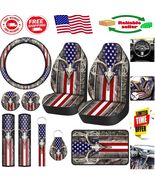Durable American Flag Deer Skull Camo Car Accessory Set – 10-Pieces Incl... - $996.82 MXN
