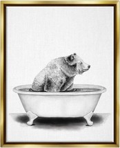 Bear In A Tub Funny Animal Bathroom Drawing, Floater Frame, Design By Ra... - £126.41 GBP