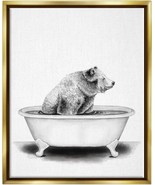 Bear In A Tub Funny Animal Bathroom Drawing, Floater Frame, Design By Ra... - £127.15 GBP