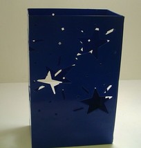 blue candle holders for outside, stars imprint - £7.39 GBP