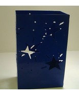 blue candle holders for outside, stars imprint - $9.34