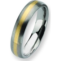 Titanium 14K Gold 5mm Mens Wedding Ring Size 10 - £170.36 GBP