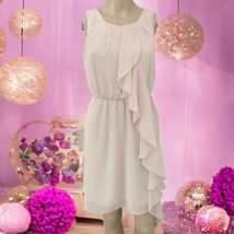 H&amp;M Chiffon Dress Sz 6 Pale Pink Sheer Blush Asymmetric Ruffle Flowy Sleeveless - £16.70 GBP